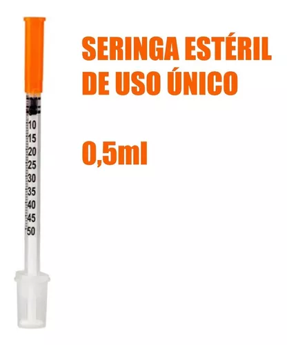Unidade Seringa SR descartável de insulina c/agulha 6mm x 0,25mm - 0,5ml