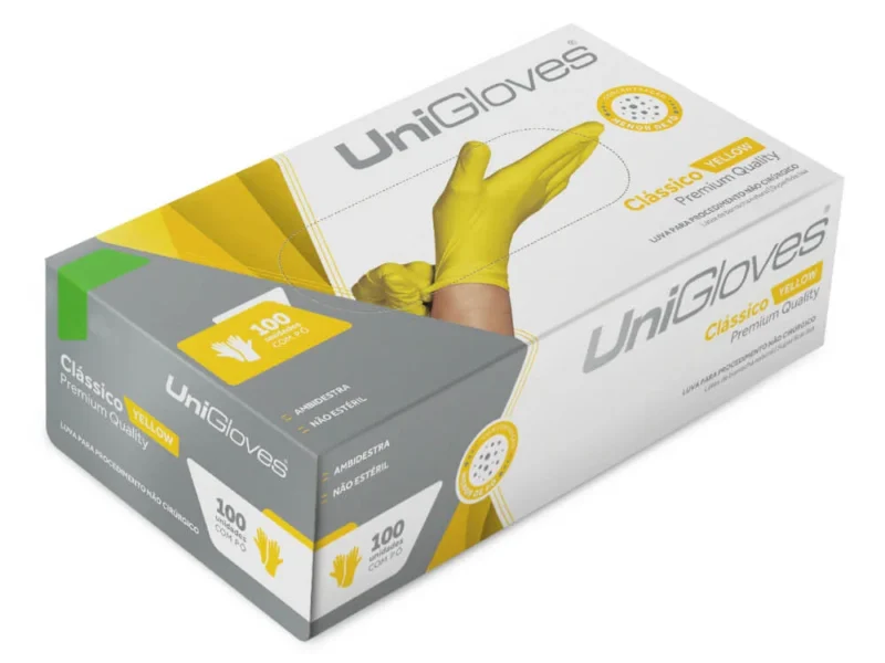 Luvas Amarelas com pó tam. XP/PP