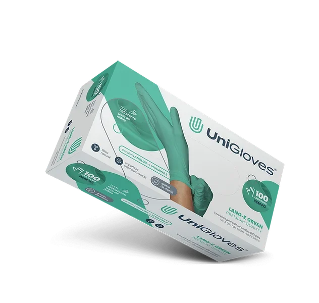 Luvas Verde sem pó tam. XP/PP/P - com hidratante
